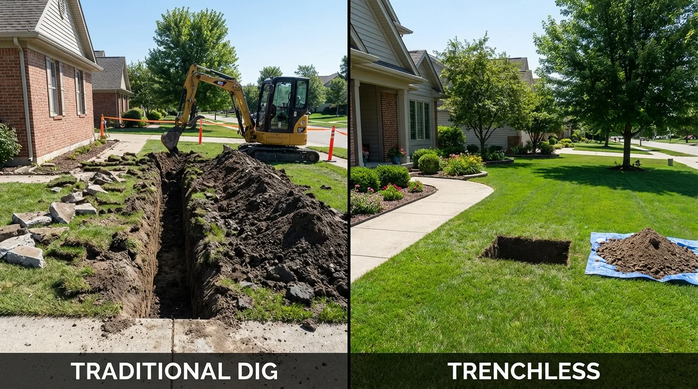 Trenchless sewer repair with minimal yard damage versus traditional excavation in Carefree, AZ